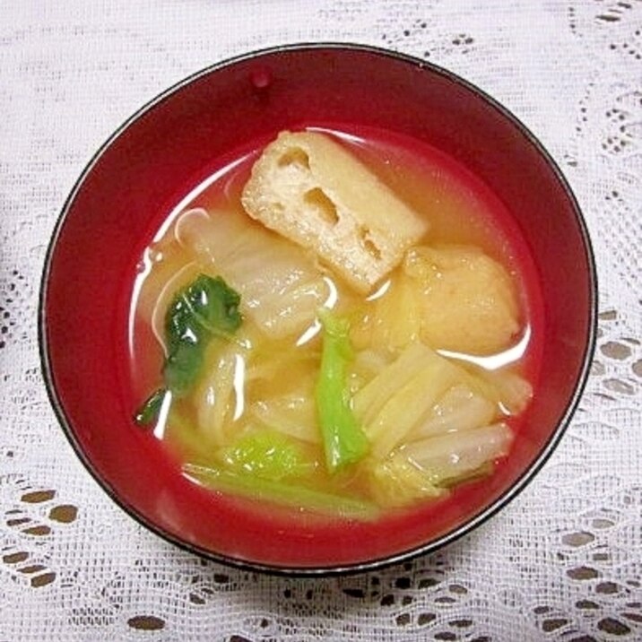 小松菜・白菜・油揚げの味噌汁